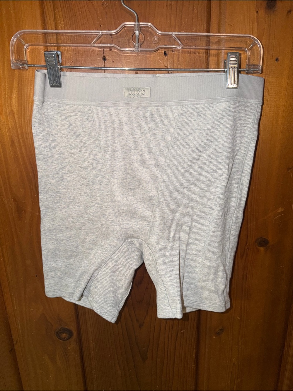 SKIMS Light Gray Ribbed Bike Shorts
